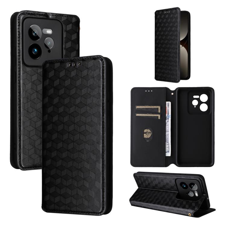 Cubic Grid Texture Flip Leather Phone Case, For Realme GT 7 Pro 5G, For Realme 13+ 5G Global / 13, For Realme V60 5G / V60S 5G, For Realme GT 6 / GT 6T, For Realme C63 4G / C61 4G / Narzo N63 4G, For Realme 12 Lite 4G / C67 4G, For Realme 12 5G / 12x 5...