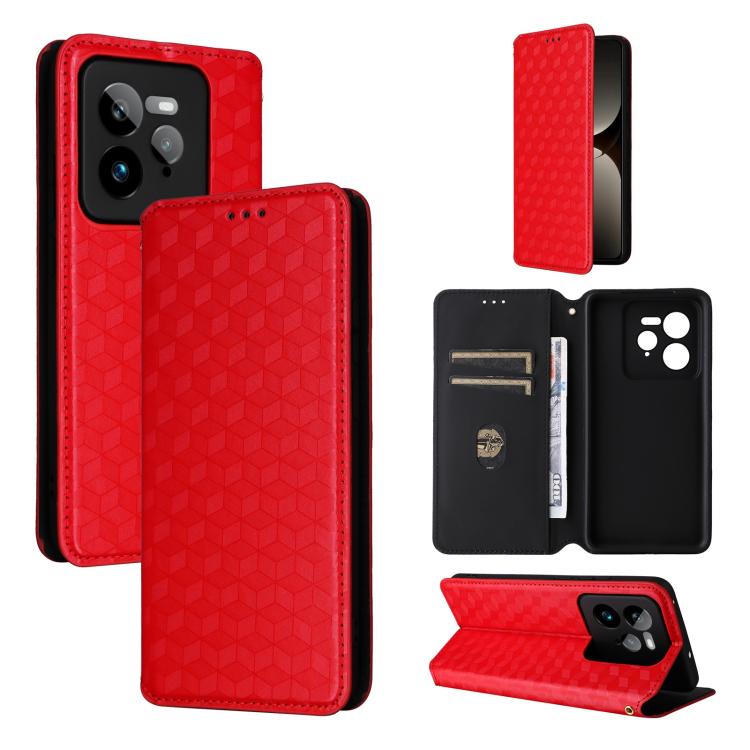 Cubic Grid Texture Flip Leather Phone Case, For Realme GT 7 Pro 5G, For Realme 13+ 5G Global / 13, For Realme V60 5G / V60S 5G, For Realme GT 6 / GT 6T, For Realme C63 4G / C61 4G / Narzo N63 4G, For Realme 12 Lite 4G / C67 4G, For Realme 12 5G / 12x 5...