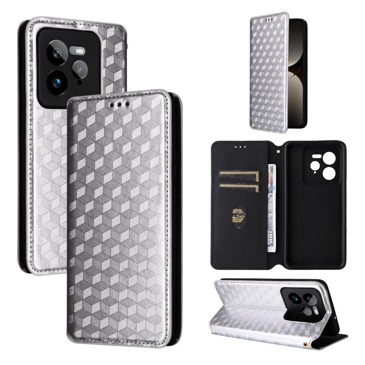 Cubic Grid Texture Flip Leather Phone Case, For Realme GT 7 Pro 5G, For Realme 13+ 5G Global / 13, For Realme V60 5G / V60S 5G, For Realme GT 6 / GT 6T, For Realme C63 4G / C61 4G / Narzo N63 4G, For Realme 12 Lite 4G / C67 4G, For Realme 12 5G / 12x 5...