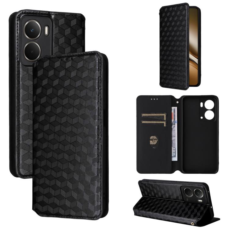 Cubic Grid Texture Flip Leather Phone Case, For Realme 14 5G Global, For Realme P3 Ultra 5G, For Realme 14 Pro Lite 5G, For Realme Neo7x 5G / P3 5G, For Realme P3 Pro 5G, For Realme 14 Pro+ 5G, For Realme 14 Pro 5G, For Realme 14X 5G / C75 4G / V60 Pro...