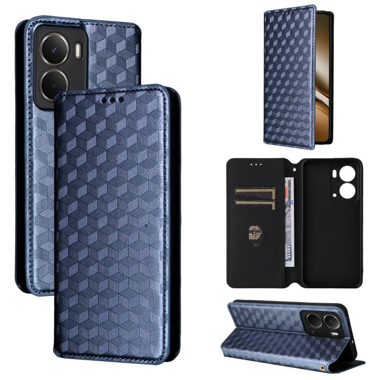Cubic Grid Texture Flip Leather Phone Case, For Realme 14 5G Global, For Realme P3 Ultra 5G, For Realme 14 Pro Lite 5G, For Realme Neo7x 5G / P3 5G, For Realme P3 Pro 5G, For Realme 14 Pro+ 5G, For Realme 14 Pro 5G, For Realme 14X 5G / C75 4G / V60 Pro...