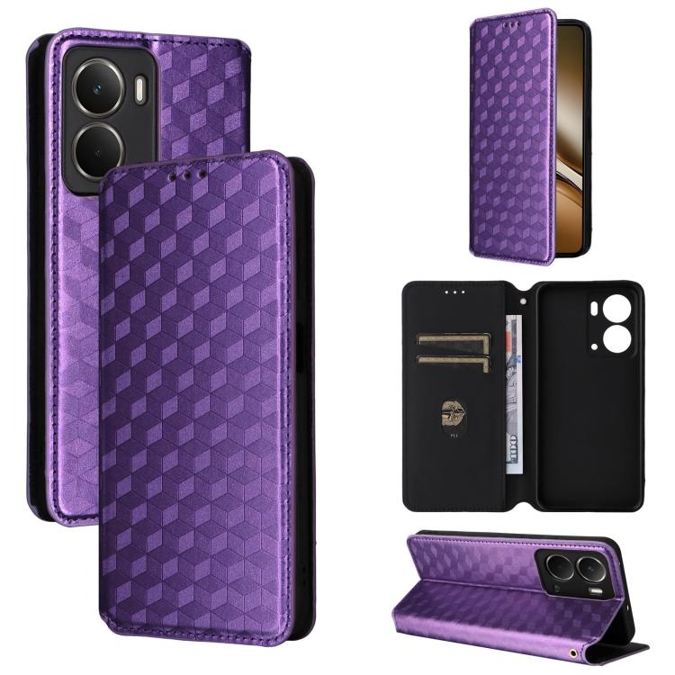 Cubic Grid Texture Flip Leather Phone Case, For Realme 14 5G Global, For Realme P3 Ultra 5G, For Realme 14 Pro Lite 5G, For Realme Neo7x 5G / P3 5G, For Realme P3 Pro 5G, For Realme 14 Pro+ 5G, For Realme 14 Pro 5G, For Realme 14X 5G / C75 4G / V60 Pro...