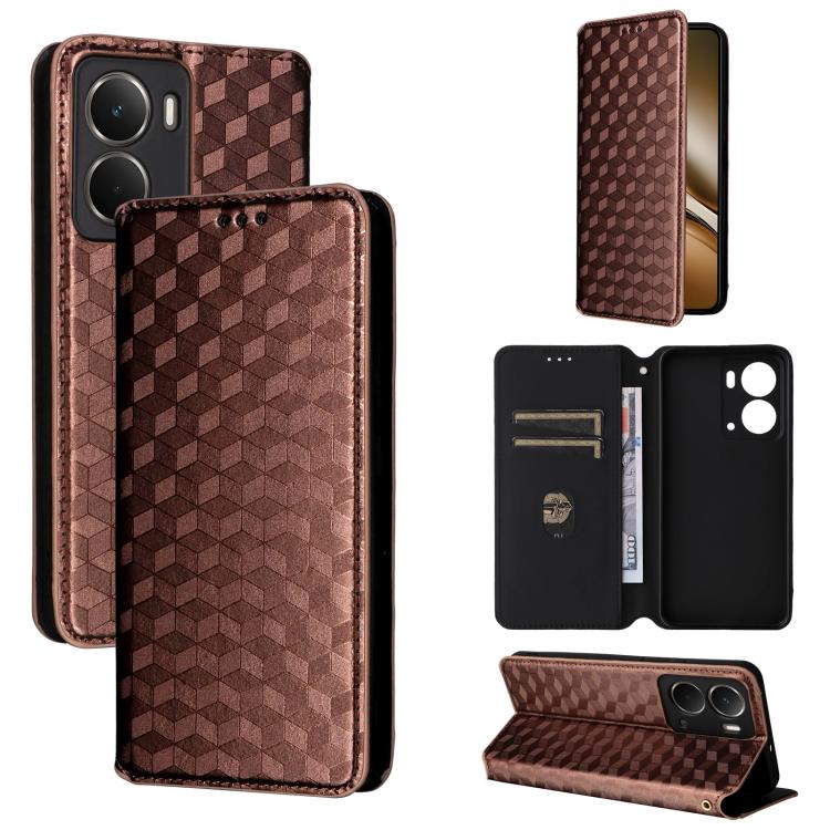 Cubic Grid Texture Flip Leather Phone Case, For Realme 14 5G Global, For Realme P3 Ultra 5G, For Realme 14 Pro Lite 5G, For Realme Neo7x 5G / P3 5G, For Realme P3 Pro 5G, For Realme 14 Pro+ 5G, For Realme 14 Pro 5G, For Realme 14X 5G / C75 4G / V60 Pro...