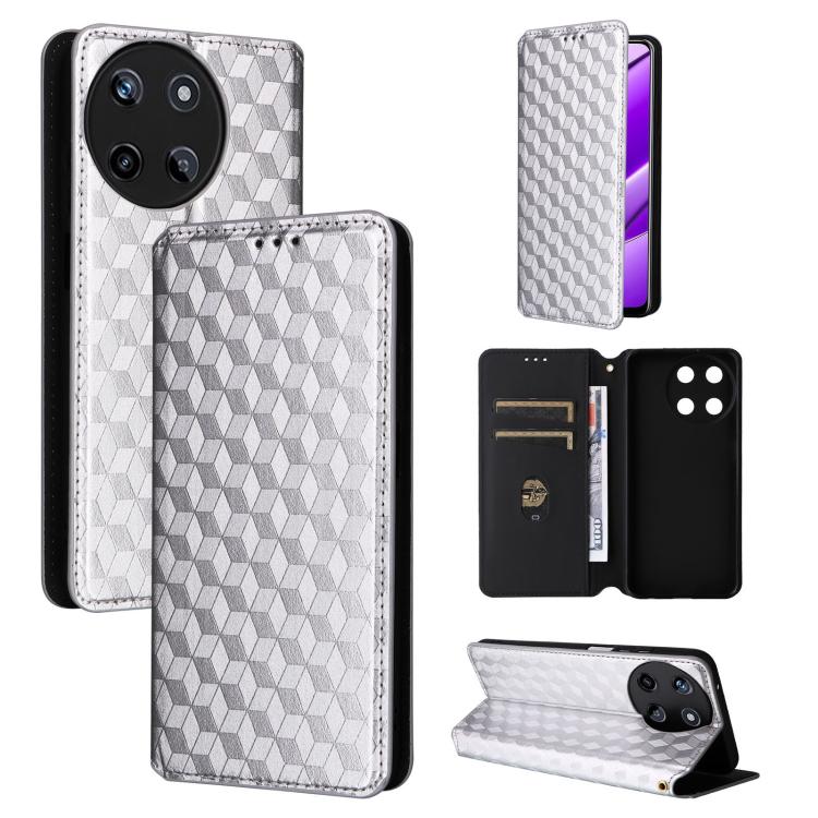 Cubic Grid Texture Flip Leather Phone Case, For Realme GT 7 Pro 5G, For Realme 13+ 5G Global / 13, For Realme V60 5G / V60S 5G, For Realme GT 6 / GT 6T, For Realme C63 4G / C61 4G / Narzo N63 4G, For Realme 12 Lite 4G / C67 4G, For Realme 12 5G / 12x 5...