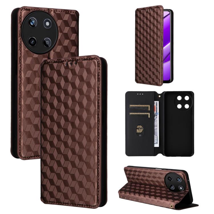Cubic Grid Texture Flip Leather Phone Case, For Realme GT 7 Pro 5G, For Realme 13+ 5G Global / 13, For Realme V60 5G / V60S 5G, For Realme GT 6 / GT 6T, For Realme C63 4G / C61 4G / Narzo N63 4G, For Realme 12 Lite 4G / C67 4G, For Realme 12 5G / 12x 5...
