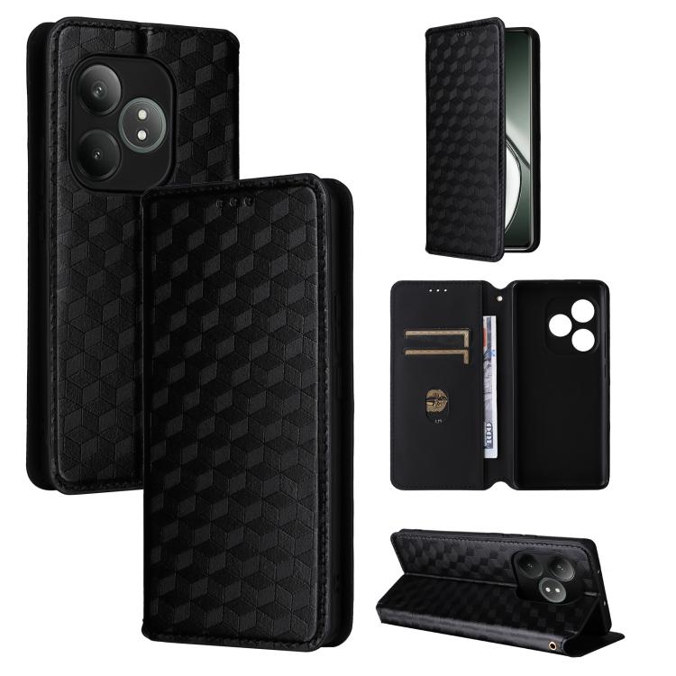 Cubic Grid Texture Flip Leather Phone Case, For Realme GT 7 Pro 5G, For Realme 13+ 5G Global / 13, For Realme V60 5G / V60S 5G, For Realme GT 6 / GT 6T, For Realme C63 4G / C61 4G / Narzo N63 4G, For Realme 12 Lite 4G / C67 4G, For Realme 12 5G / 12x 5...