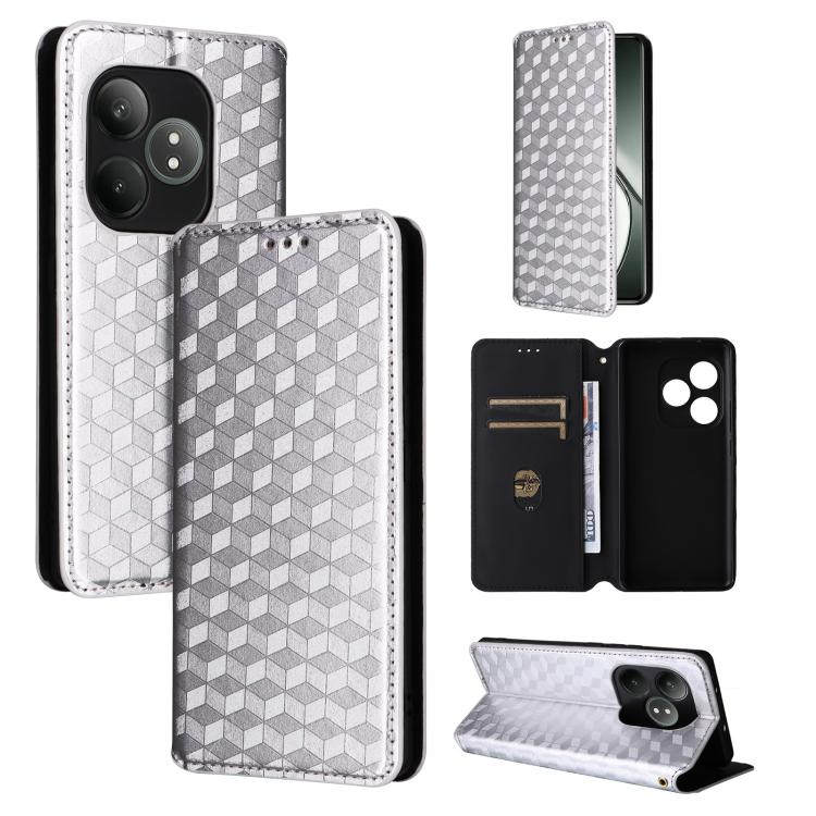 Cubic Grid Texture Flip Leather Phone Case, For Realme GT 7 Pro 5G, For Realme 13+ 5G Global / 13, For Realme V60 5G / V60S 5G, For Realme GT 6 / GT 6T, For Realme C63 4G / C61 4G / Narzo N63 4G, For Realme 12 Lite 4G / C67 4G, For Realme 12 5G / 12x 5...