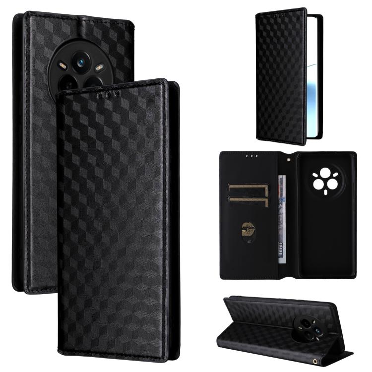 Cubic Grid Texture Flip Leather Phone Case, For Realme 14 5G Global, For Realme P3 Ultra 5G, For Realme 14 Pro Lite 5G, For Realme Neo7x 5G / P3 5G, For Realme P3 Pro 5G, For Realme 14 Pro+ 5G, For Realme 14 Pro 5G, For Realme 14X 5G / C75 4G / V60 Pro...