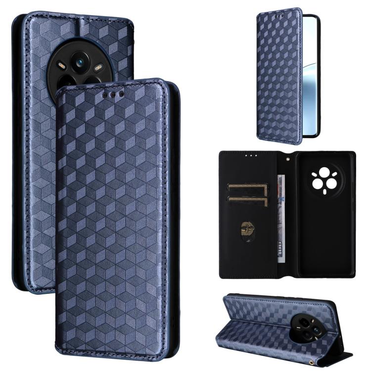 Cubic Grid Texture Flip Leather Phone Case, For Realme 14 5G Global, For Realme P3 Ultra 5G, For Realme 14 Pro Lite 5G, For Realme Neo7x 5G / P3 5G, For Realme P3 Pro 5G, For Realme 14 Pro+ 5G, For Realme 14 Pro 5G, For Realme 14X 5G / C75 4G / V60 Pro...