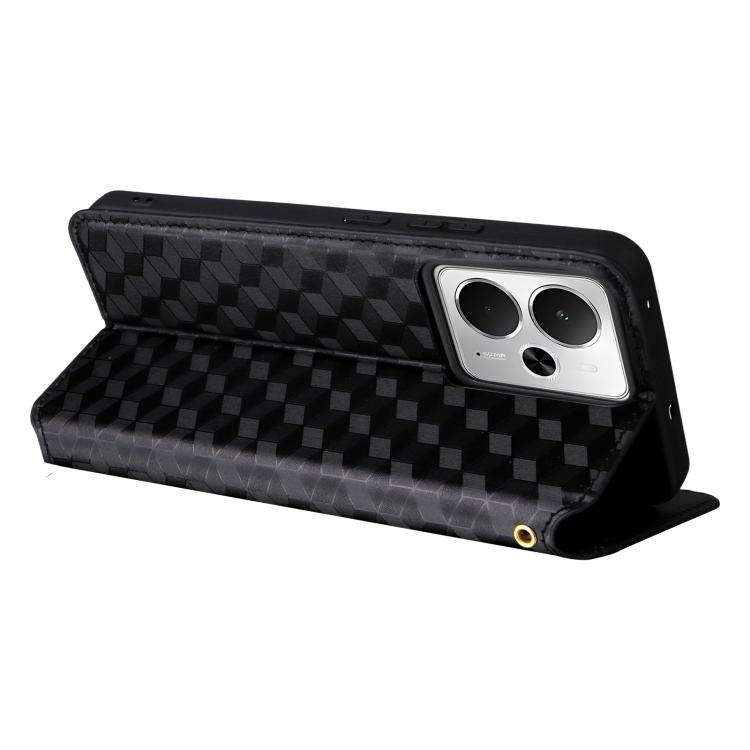 Cubic Grid Texture Flip Leather Phone Case, For Realme 14 5G Global, For Realme P3 Ultra 5G, For Realme 14 Pro Lite 5G, For Realme Neo7x 5G / P3 5G, For Realme P3 Pro 5G, For Realme 14 Pro+ 5G, For Realme 14 Pro 5G, For Realme 14X 5G / C75 4G / V60 Pro...
