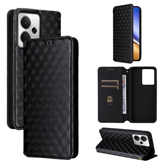 Cubic Grid Texture Flip Leather Phone Case, For Realme 14 5G Global, For Realme P3 Ultra 5G, For Realme 14 Pro Lite 5G, For Realme Neo7x 5G / P3 5G, For Realme P3 Pro 5G, For Realme 14 Pro+ 5G, For Realme 14 Pro 5G, For Realme 14X 5G / C75 4G / V60 Pro...