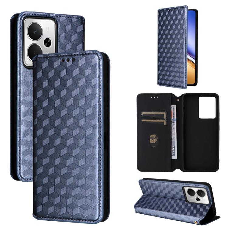Cubic Grid Texture Flip Leather Phone Case, For Realme 14 5G Global, For Realme P3 Ultra 5G, For Realme 14 Pro Lite 5G, For Realme Neo7x 5G / P3 5G, For Realme P3 Pro 5G, For Realme 14 Pro+ 5G, For Realme 14 Pro 5G, For Realme 14X 5G / C75 4G / V60 Pro...