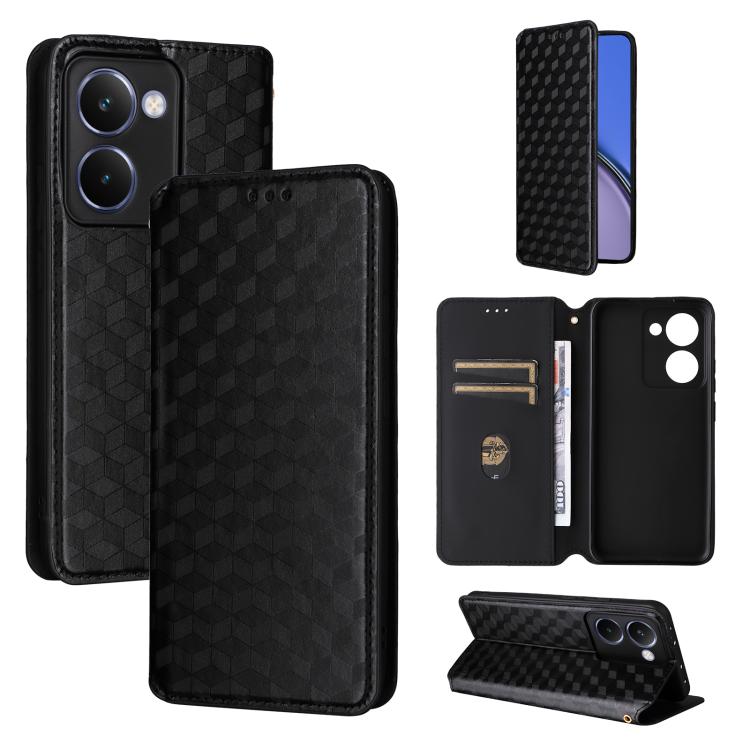 Cubic Grid Texture Flip Leather Phone Case, For Realme 14 5G Global, For Realme P3 Ultra 5G, For Realme 14 Pro Lite 5G, For Realme Neo7x 5G / P3 5G, For Realme P3 Pro 5G, For Realme 14 Pro+ 5G, For Realme 14 Pro 5G, For Realme 14X 5G / C75 4G / V60 Pro...