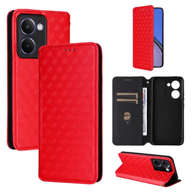 Cubic Grid Texture Flip Leather Phone Case, For Realme 14 5G Global, For Realme P3 Ultra 5G, For Realme 14 Pro Lite 5G, For Realme Neo7x 5G / P3 5G, For Realme P3 Pro 5G, For Realme 14 Pro+ 5G, For Realme 14 Pro 5G, For Realme 14X 5G / C75 4G / V60 Pro...