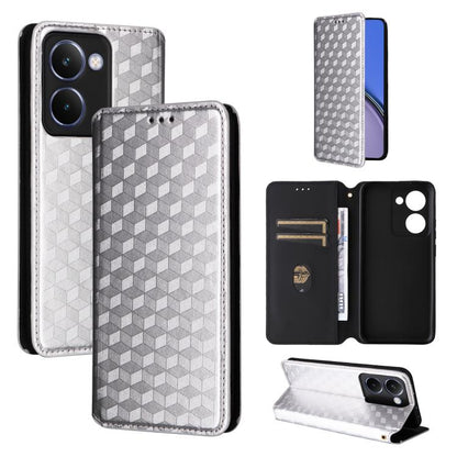 Cubic Grid Texture Flip Leather Phone Case, For Realme 14 5G Global, For Realme P3 Ultra 5G, For Realme 14 Pro Lite 5G, For Realme Neo7x 5G / P3 5G, For Realme P3 Pro 5G, For Realme 14 Pro+ 5G, For Realme 14 Pro 5G, For Realme 14X 5G / C75 4G / V60 Pro...