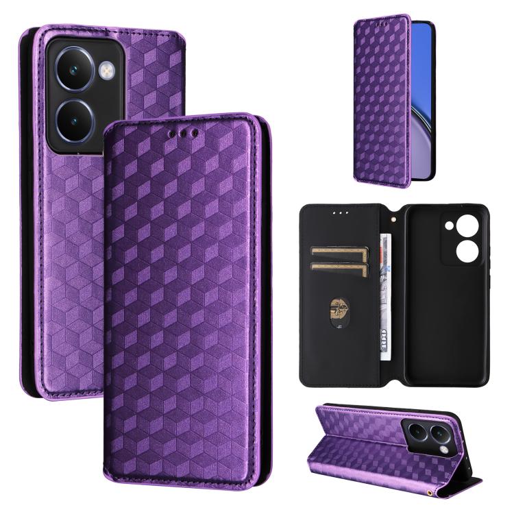 Cubic Grid Texture Flip Leather Phone Case, For Realme 14 5G Global, For Realme P3 Ultra 5G, For Realme 14 Pro Lite 5G, For Realme Neo7x 5G / P3 5G, For Realme P3 Pro 5G, For Realme 14 Pro+ 5G, For Realme 14 Pro 5G, For Realme 14X 5G / C75 4G / V60 Pro...