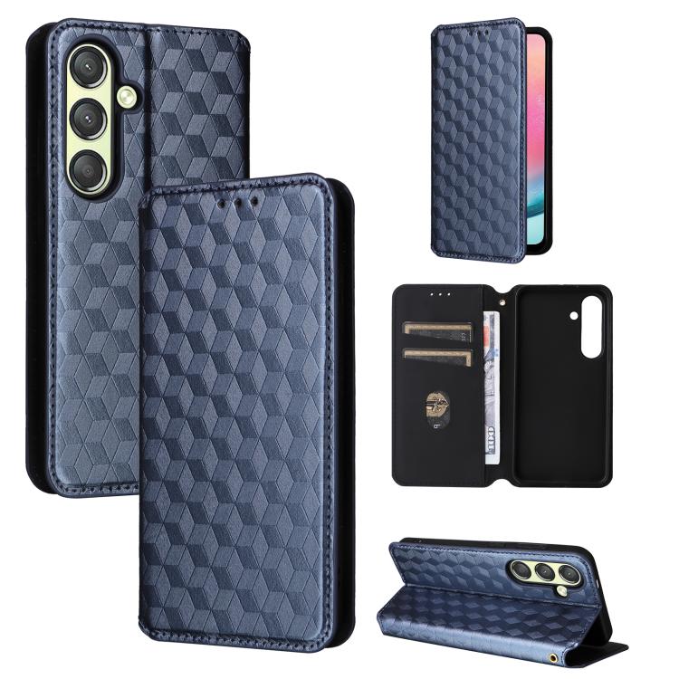 Cubic Grid Texture Flip Leather Phone Case