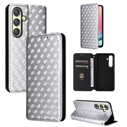 Cubic Grid Texture Flip Leather Phone Case