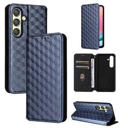 Cubic Grid Texture Flip Leather Phone Case