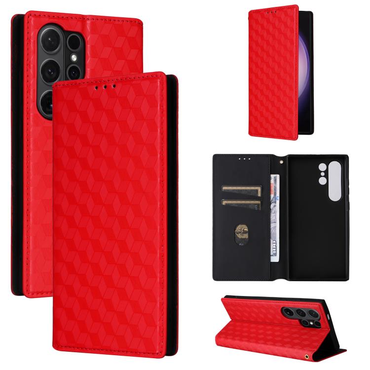 Cubic Grid Texture Flip Leather Phone Case