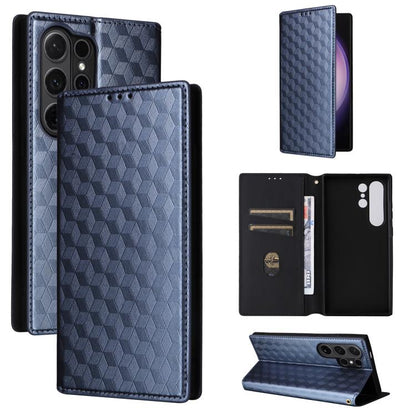 Cubic Grid Texture Flip Leather Phone Case