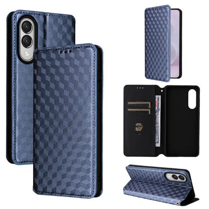Cubic Grid Texture Flip Leather Phone Case