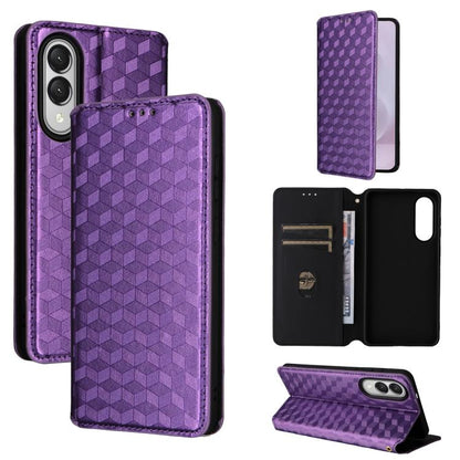 Cubic Grid Texture Flip Leather Phone Case