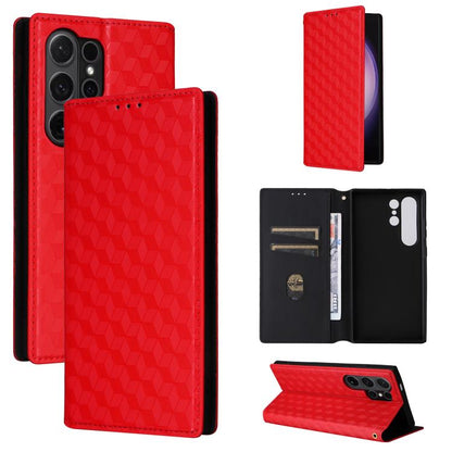 Cubic Grid Texture Flip Leather Phone Case