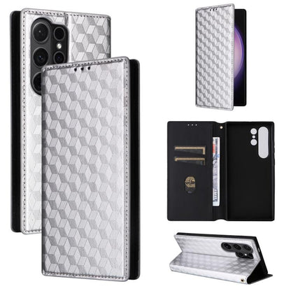 Cubic Grid Texture Flip Leather Phone Case