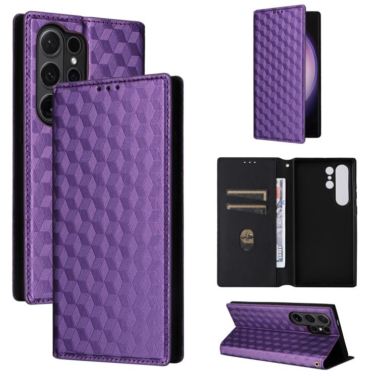 Cubic Grid Texture Flip Leather Phone Case