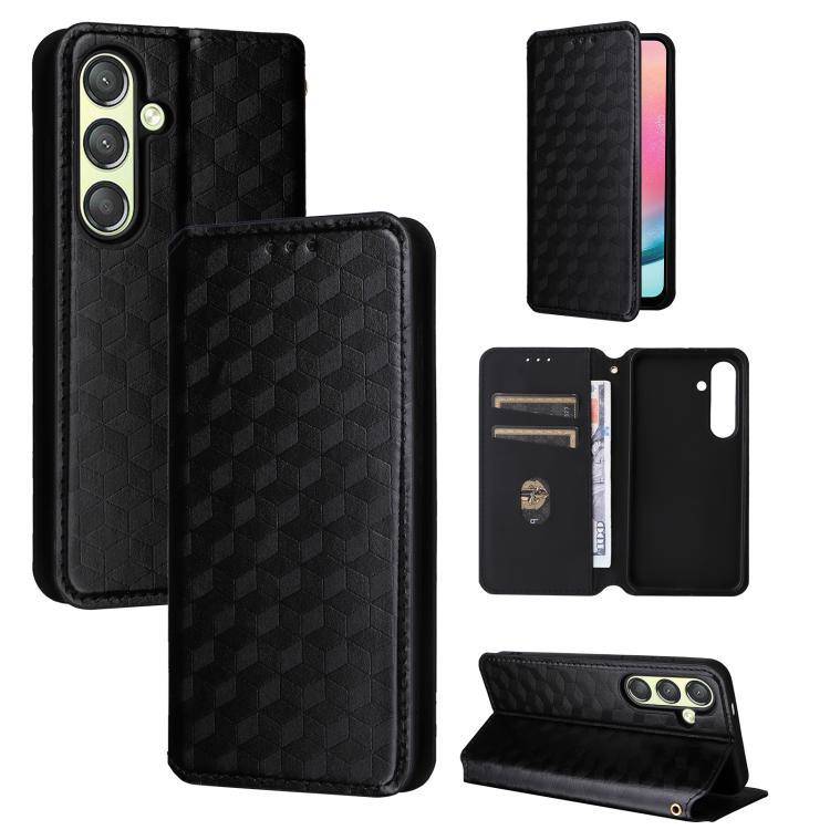 Cubic Grid Texture Flip Leather Phone Case