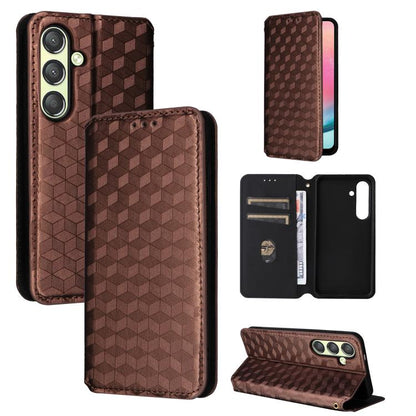 Cubic Grid Texture Flip Leather Phone Case