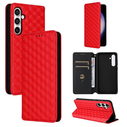 Cubic Grid Texture Flip Leather Phone Case