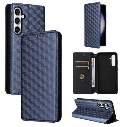 Cubic Grid Texture Flip Leather Phone Case