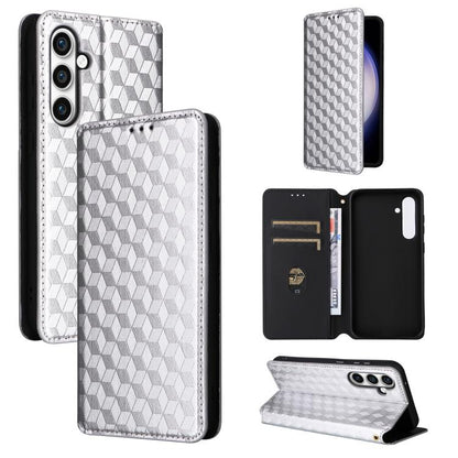 Cubic Grid Texture Flip Leather Phone Case