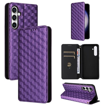 Cubic Grid Texture Flip Leather Phone Case