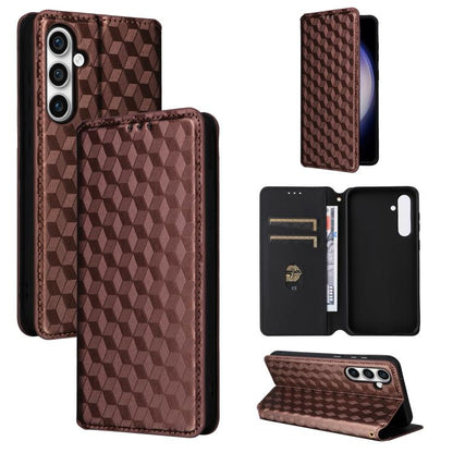 Cubic Grid Texture Flip Leather Phone Case
