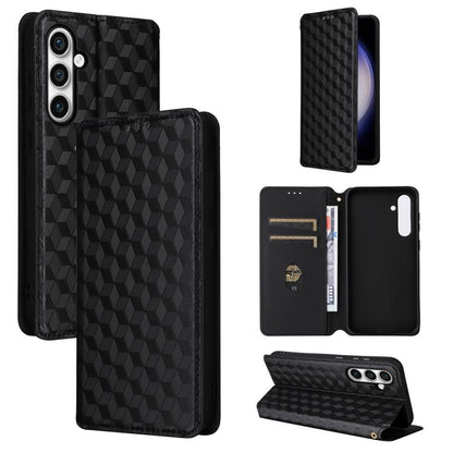 Cubic Grid Texture Flip Leather Phone Case