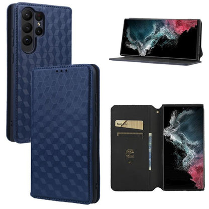 Cubic Grid Texture Flip Leather Phone Case