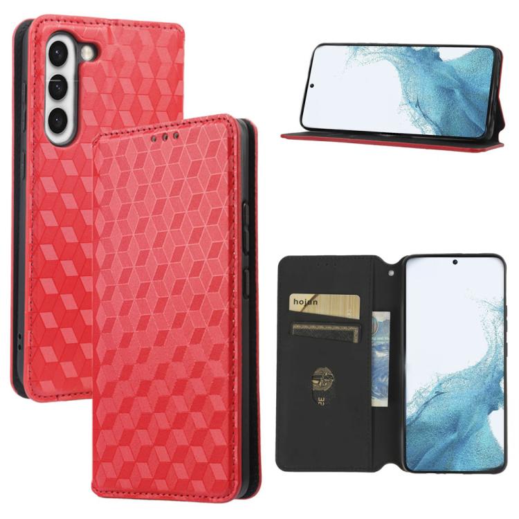 Cubic Grid Texture Flip Leather Phone Case