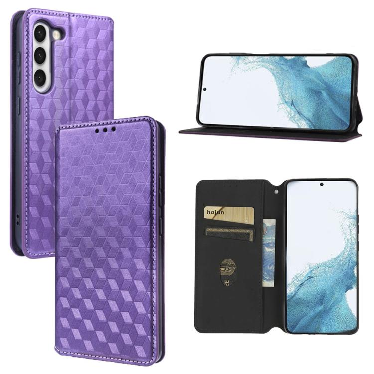 Cubic Grid Texture Flip Leather Phone Case