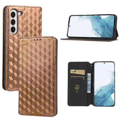 Cubic Grid Texture Flip Leather Phone Case