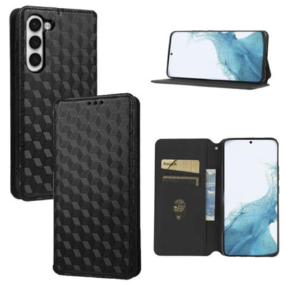Cubic Grid Texture Flip Leather Phone Case