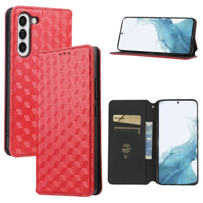 Cubic Grid Texture Flip Leather Phone Case