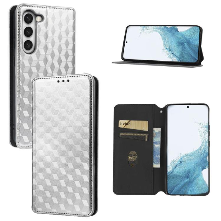 Cubic Grid Texture Flip Leather Phone Case
