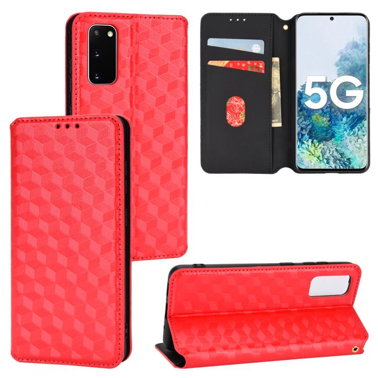 Cubic Grid Texture Flip Leather Phone Case