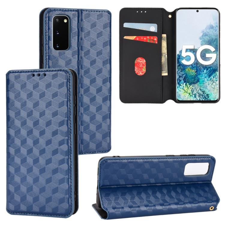 Cubic Grid Texture Flip Leather Phone Case