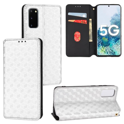 Cubic Grid Texture Flip Leather Phone Case