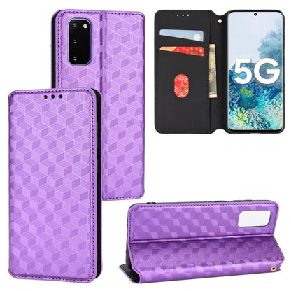 Cubic Grid Texture Flip Leather Phone Case