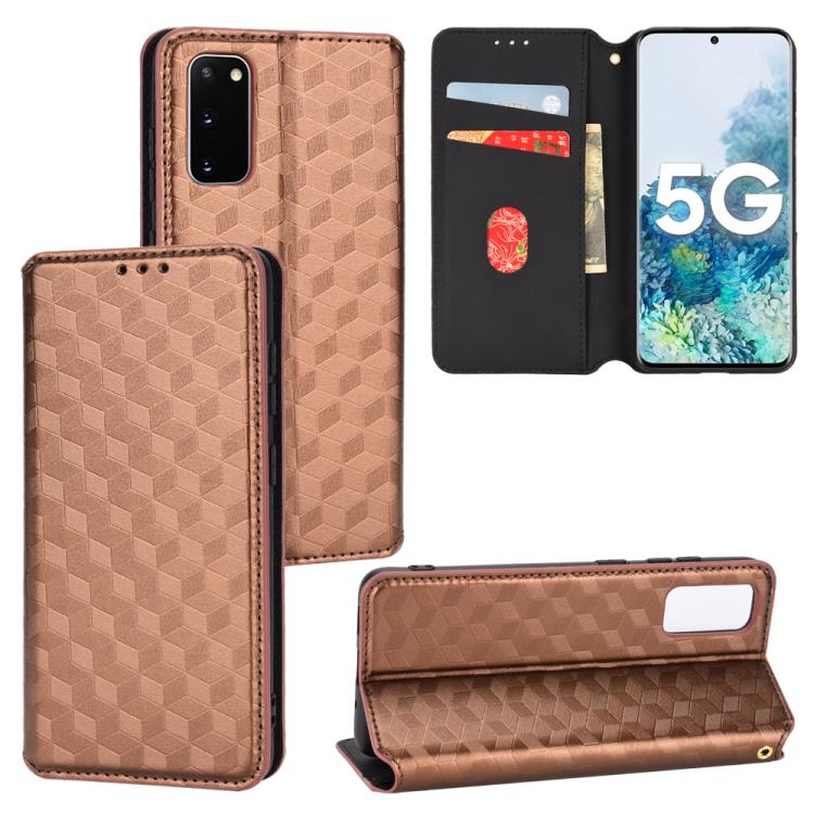 Cubic Grid Texture Flip Leather Phone Case